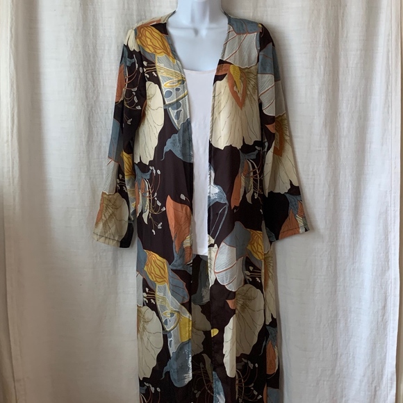 NEW!! Boho Long Floral Print Cardigan - Picture 4 of 5